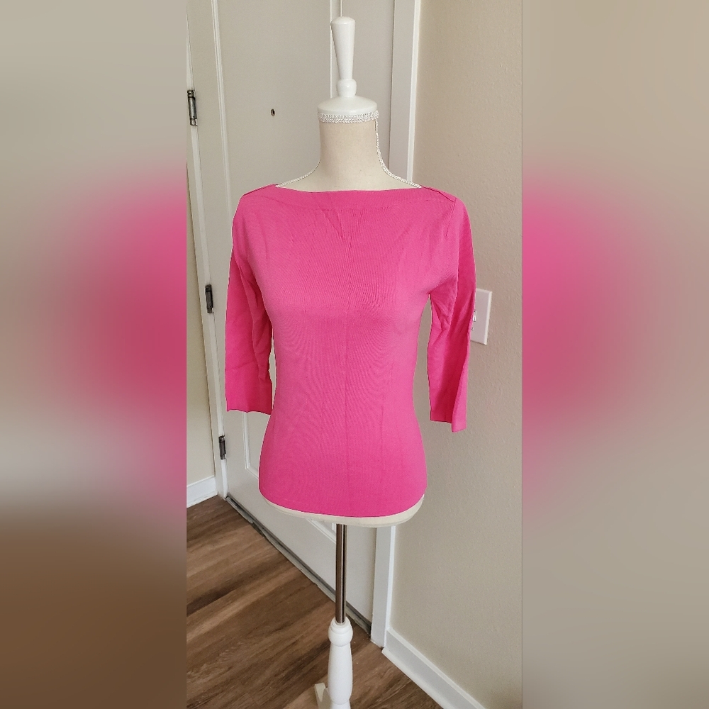 Joseph A Vibrant Pink Wide Neck Long Sleeve Medium